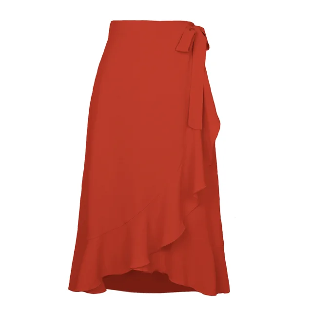 One piece Lace up Irregular Pack Buttock Solid Color Skirt Red - Shop at LoveMi