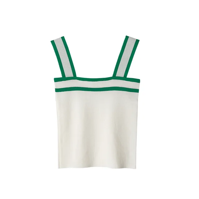 Slim Slim Short Suspender Knitted Top Tank Top Female Green - Shop at LoveMi