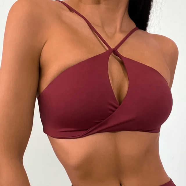 Super Elastic Running Fitness Yoga Women'sTwist Bra Bloodstone Bra - Shop at LoveMi