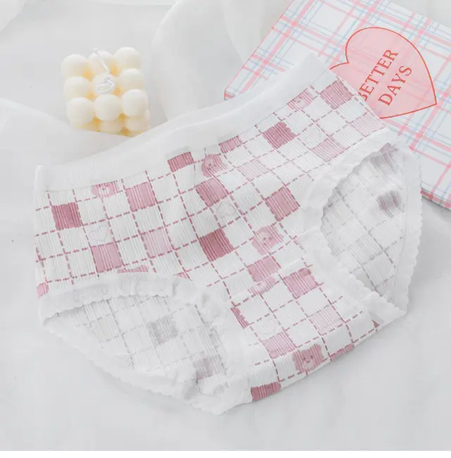 Cotton Underwear With Floral Lace Hem Grizzly Bear Head - Shop at LoveMi