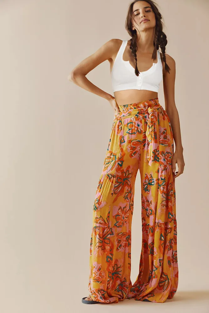 New Digital Printed Women's Loose Casual Pants Beach Wide Fkbb017 M - Shop at LoveMi