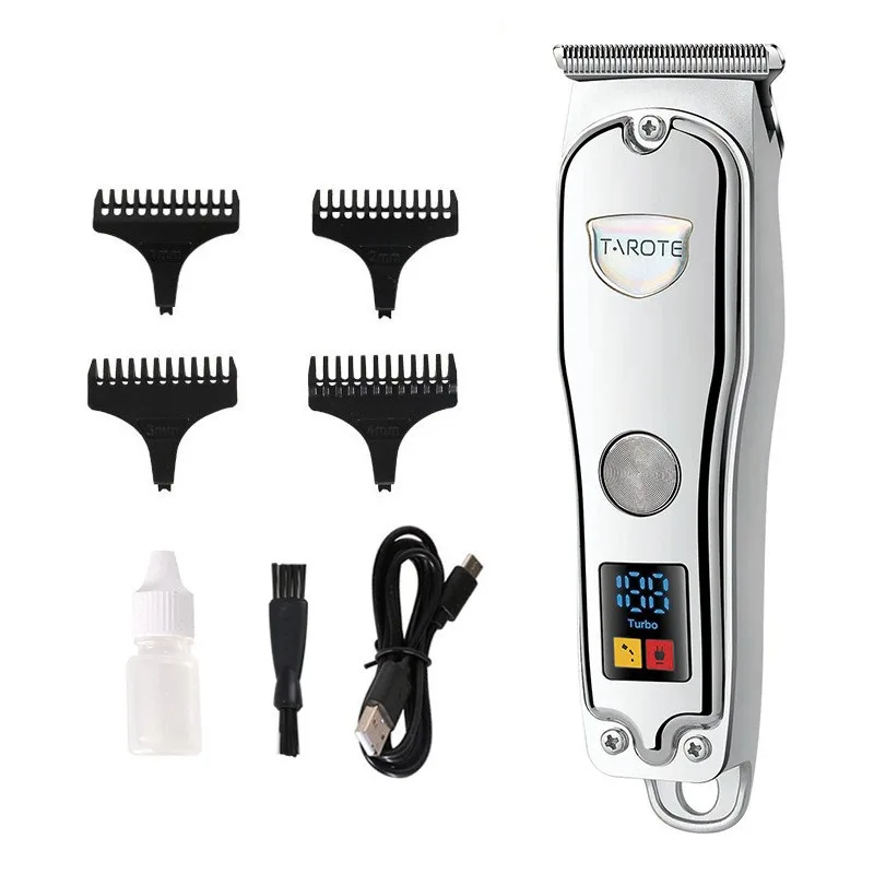 Usb Charging Oil Head Liquid Crystal Display Hairdresser Silver - Shop at LoveMi
