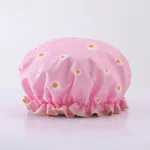 Double-layer Waterproof Shower Cap Disposable Hair - Daisy Cherry Blossom Powder