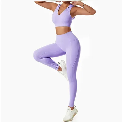 Lulu Nude Yoga Shockproof Back Sports Bra Purple Suit - Shop at LoveMi