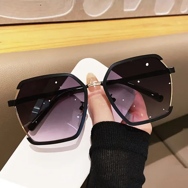 Metal Half Frame Women's Sunglasses Protect Against UV Rays Black - Shop at LoveMi