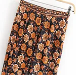 Women's New Positioning Flower Black Flower Flared Trousers - Yellow