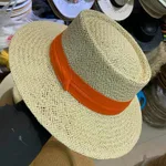 Summer Female Flat Straw Hat Sun Visor Hat Lafite - Beige Orange