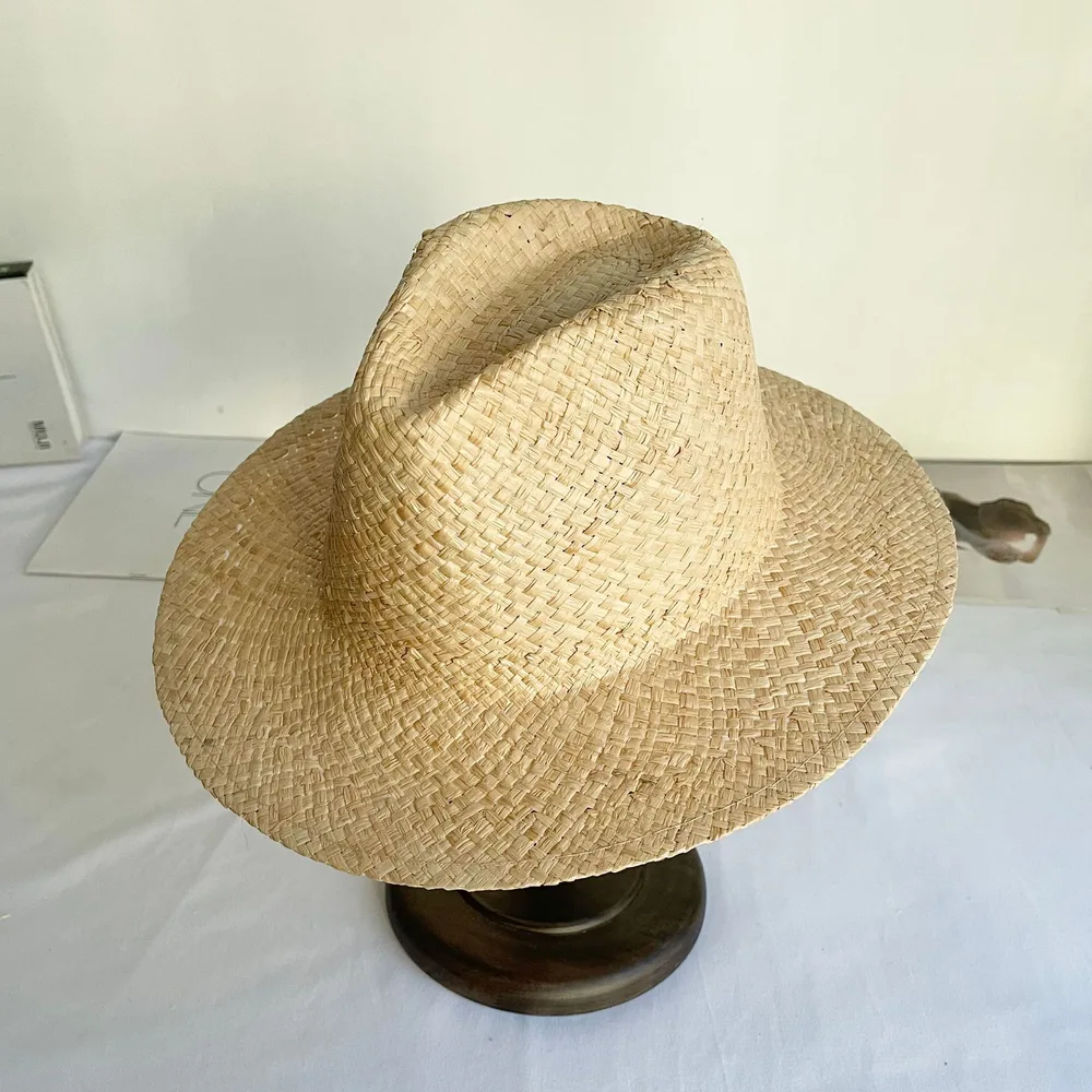 Flat Brim Raffia Women's Beach Hat Fashion Bare Jazz Top M - Shop at LoveMi