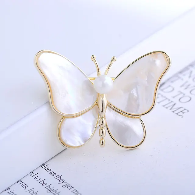 The New Deep sea Fritillaria Butterfly Pearl Brooch Is Stylish White - Shop at LoveMi