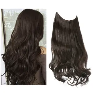 Wig Female Extension Chemical Fiber Long Curly Hair Matte High-temperature Fiber Fishing Thread Wig Set - Dark Brown