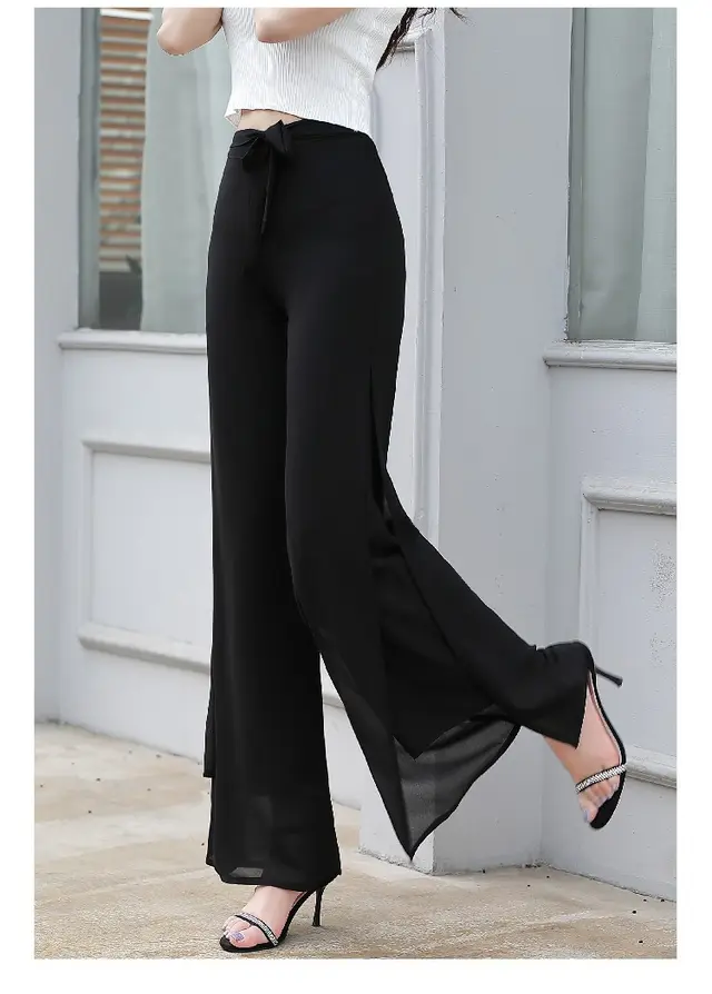 High Waist Drape Loose Double Pants Black - Shop at LoveMi