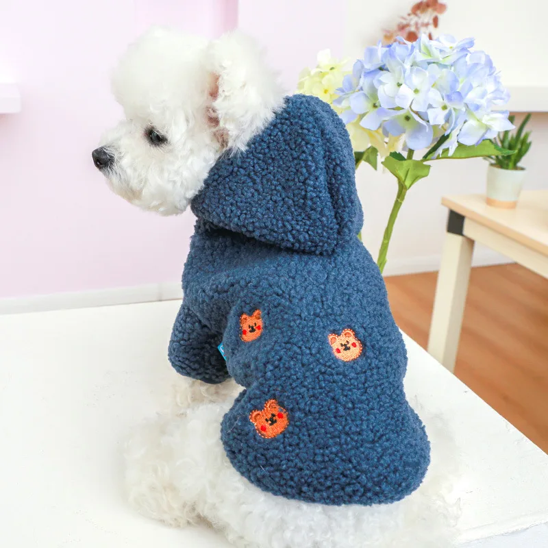 Winter Dog Cat Coat Warm Fleece Pet Clothes Blue - Shop at LoveMi