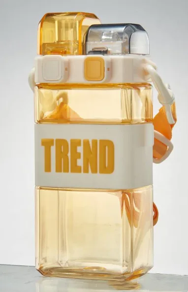 Water Bottle Cute Accompanying High Double Drinking Straw Plastic Cup Yellow - Shop at LoveMi