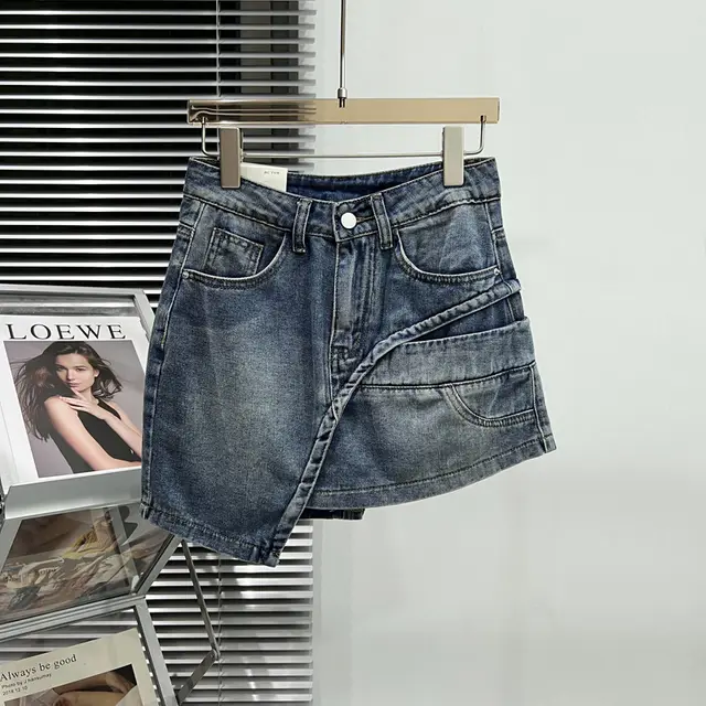 Denim Fashion Skirt High Waist A Line Blue - Shop at LoveMi