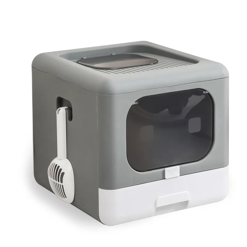 Fully Enclosed Double door Extra large Drawer Cat Litter Basin Grey - Shop at LoveMi