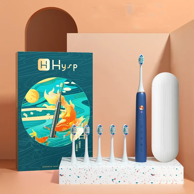 Electric Toothbrush Fully Automatic Couple Set Adult Rechargeable Type - Blue - View 1