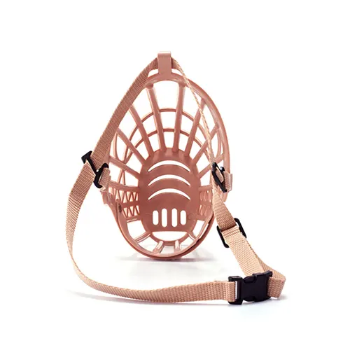 Dogs Anti bite Anti barking Polypropylene Webbing Soft Plastic Breathable Grid Mouth Cover Beige - Shop at LoveMi