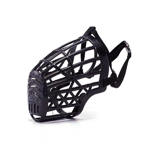 Dogs Anti bite Anti barking Polypropylene Webbing Soft Plastic Breathable Grid Mouth Cover Black - Shop at LoveMi