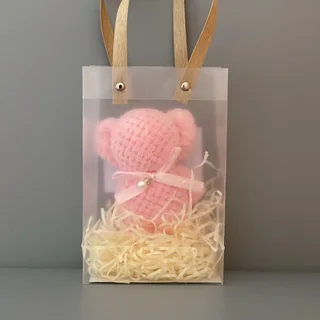 Bear Coral Velvet Towel Gift Handbag - Pink Pvc Lafite