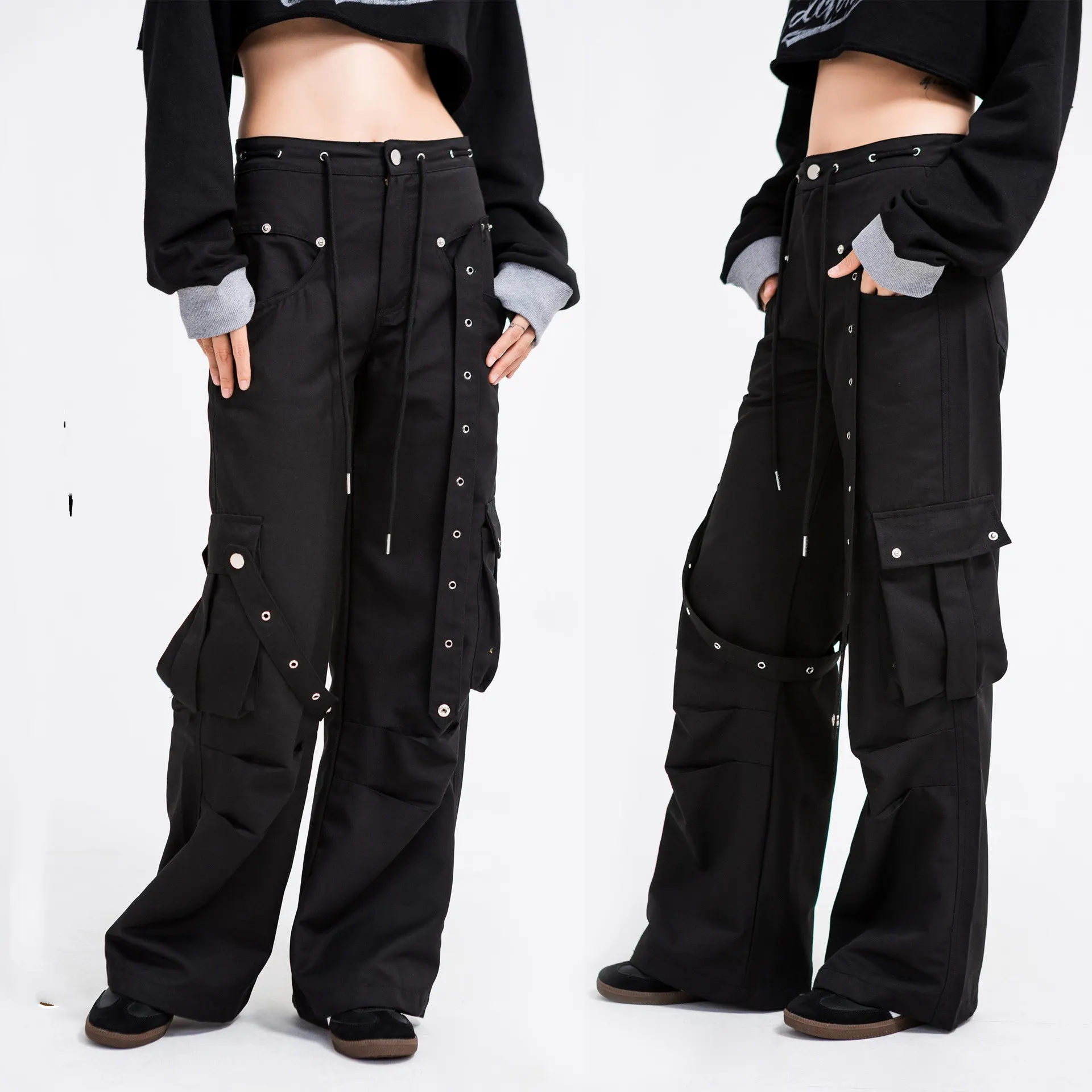 New Autumn Fashion Brand Loose Casual Overalls Straight Women - Black