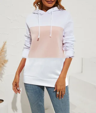 Multi Color Hooded Sweater Long Sleeve - White