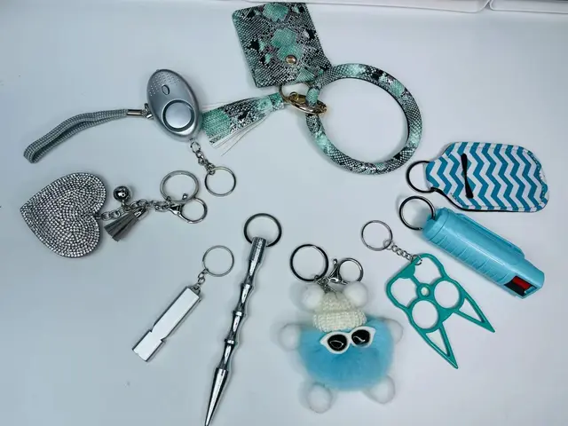 Beaded Card Bag Wool Ball Bottle Opener Finger Tiger Key Self defense Key Buckle Set Blue Set - Shop at LoveMi