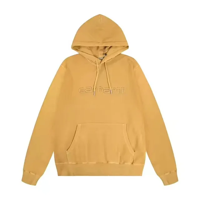 Classic Models Of Letters Embroidered Men And Women Loose Couples Hooded Sweatshirt Hoodie Yellow - Shop at LoveMi