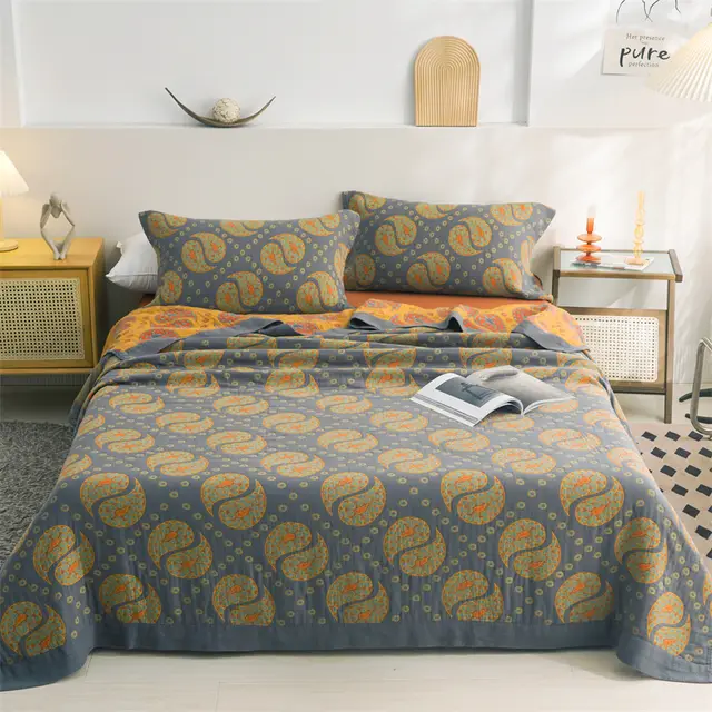 Vintage Style Cotton Gauze Towel Quilt Sofa Blanket Taiji - Shop at LoveMi