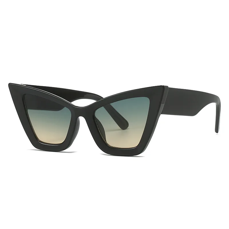 Cat-eye Sunglasses Retro Modern Trend European And American Street Patting Glasses - Black Green Yellow