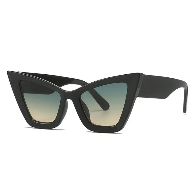 Cat eye Sunglasses Retro Modern Trend European And American Street Patting Glasses Black Green Yellow - Shop at LoveMi