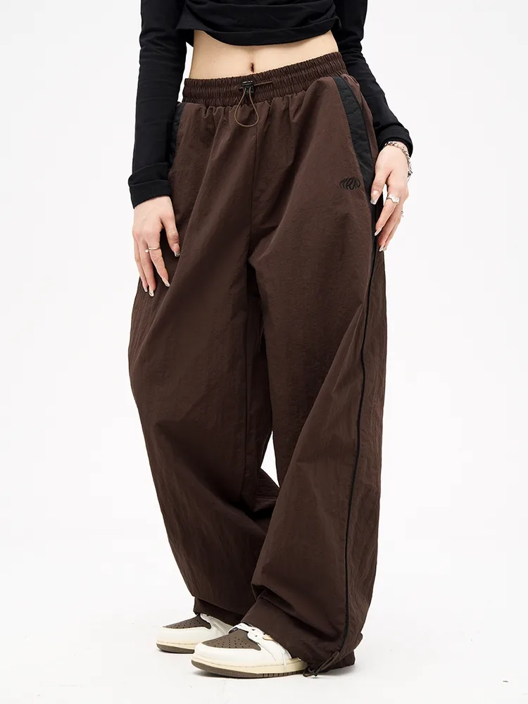 American Vintage Casual Wide Leg Pants Drop Black Sweatpants Brown - Shop at LoveMi