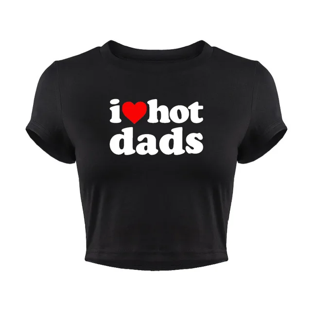 Creative Open Navel Round Neck Letter T shirt Black - Shop at LoveMi