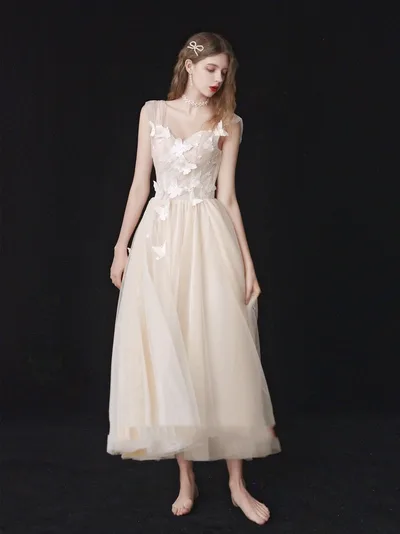 Bridesmaid Gauze Dress Toast Dinner Annual Meeting Light Champagne - Shop at LoveMi