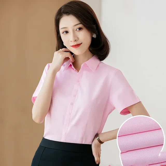 Professional Temperament Half sleeve Shirt Work Clothes 32003Pink - Shop at LoveMi
