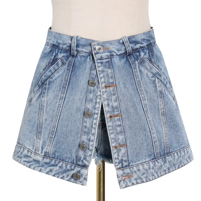 High rise Single breasted Paneled Jeans Blue - Shop at LoveMi