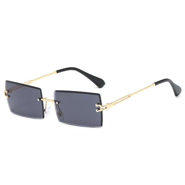 Women's Fashion Simple Frameless Cut Edge Sunglasses Black Grey - Shop at LoveMi