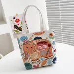 Small Retro Embroidered Canvas Handbag - Orange