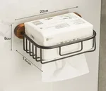 Solid Wood Towel Rack Perforation-free Bathroom Shelving - Walnut Paper Towel Basket