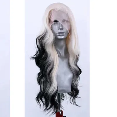 Light Gold Black Gradient Synthetic High Temperature Silk Role playing Hair 24Inches - Shop at LoveMi