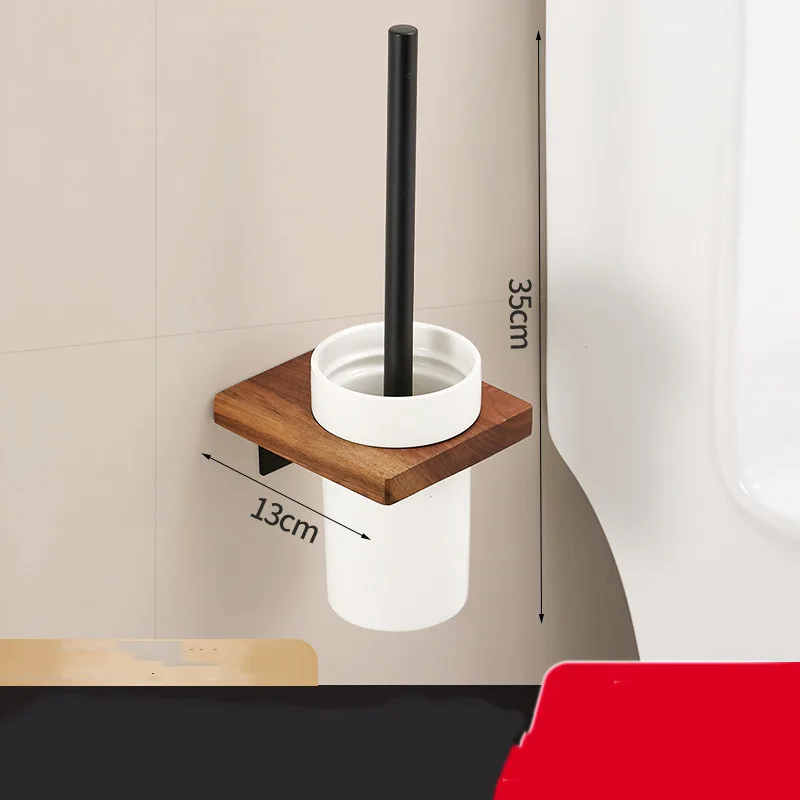 Raw Wood Bathroom Shelf Towel Rack Without Holes Toilet Brush Holder - Shop at LoveMi