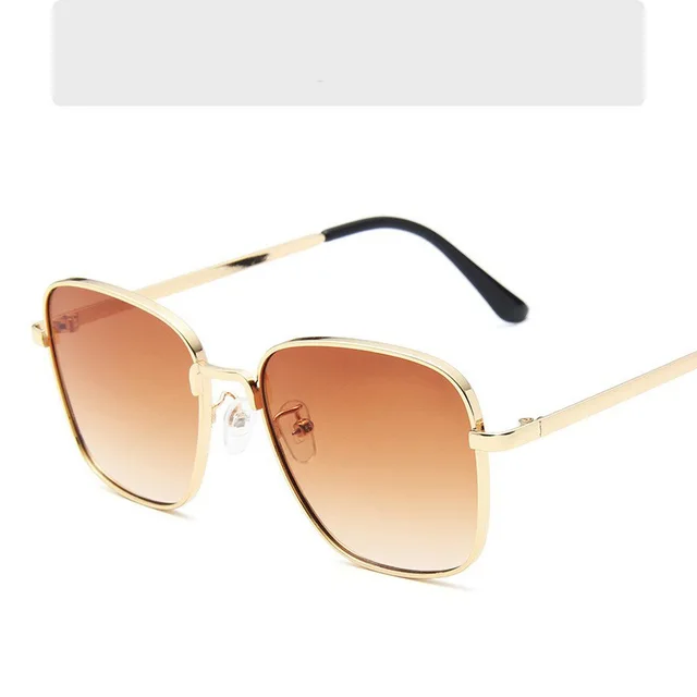 Men And Women Temperament Box Marine Piece Sunglasses Gold Tea - Shop at LoveMi