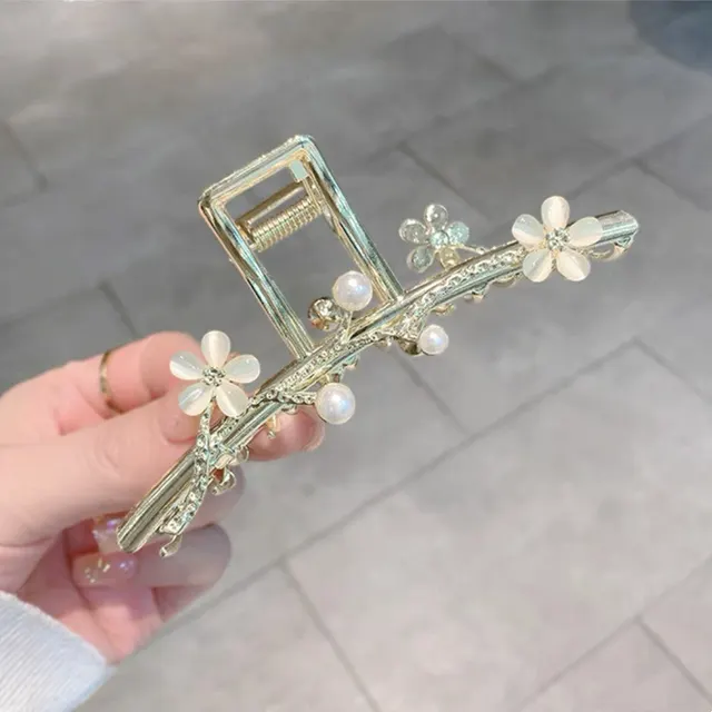 Shark High end Hair Clip Female Back Of The Head Wax Plum Pearl Cats Eye - Shop at LoveMi