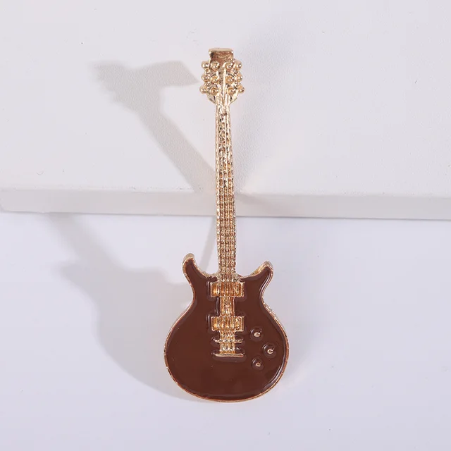 Women's Fashion Alloy Oil Drip Guitar Corsage Coffee - Shop at LoveMi