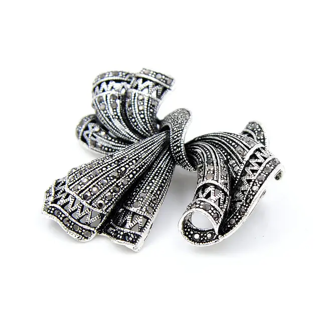 Vintage Bow Alloy Brooch Lady's Suit Black - Shop at LoveMi