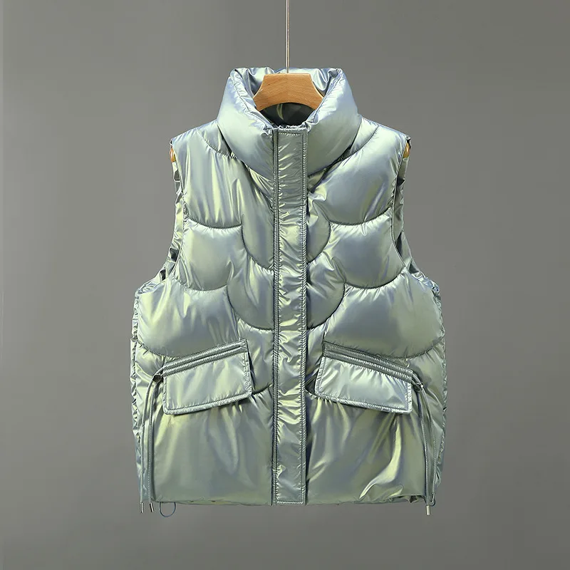 Fish Scale Bright Face Cotton Vest Short Style Green - Shop at LoveMi