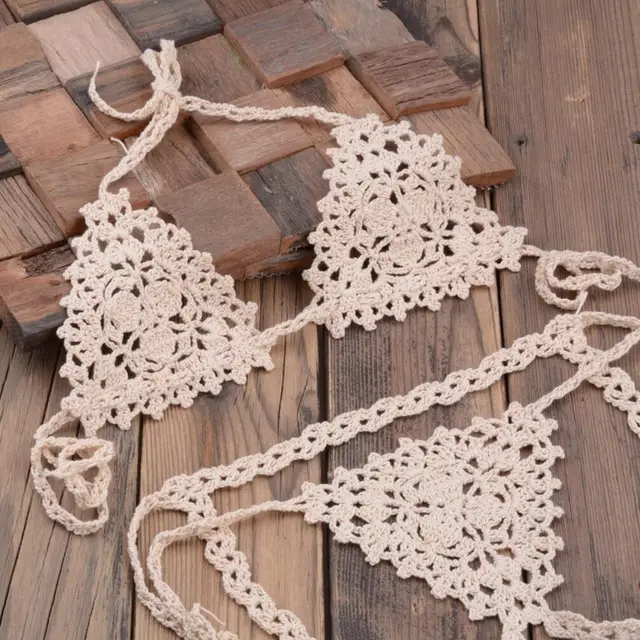 Women's Cotton Crocheted Split Swimsuit Khaki - Shop at LoveMi