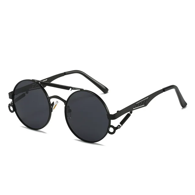 Men's And Women's Fashion Retro Spring legged Double beam Metal Glasses Black Black Grey - Shop at LoveMi
