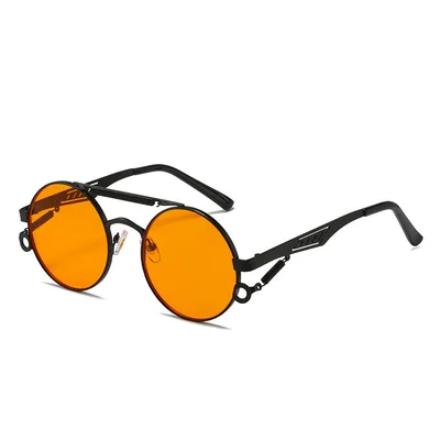 Men's And Women's Fashion Retro Spring legged Double beam Metal Glasses Orange - Shop at LoveMi