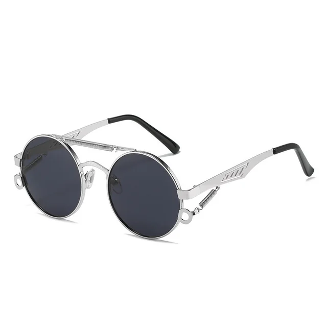 Men's And Women's Fashion Retro Spring legged Double beam Metal Glasses Silver Black Grey - Shop at LoveMi