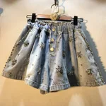 High Waist Skinny Wide Leg Denim Shorts - Light Blue